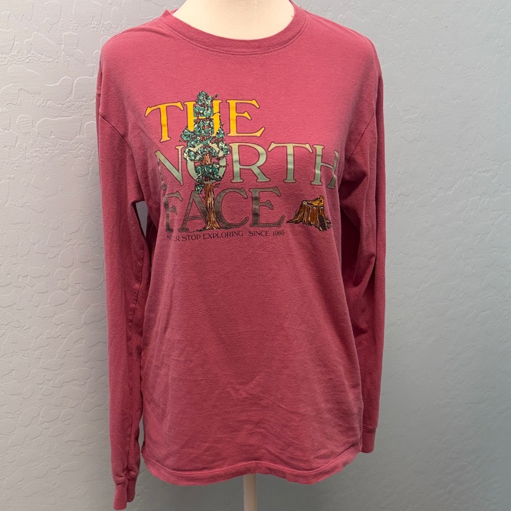 The North Face Rose Pink Long Sleeve Graphic Tee Small